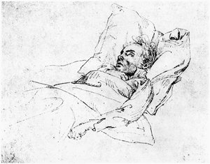 Ludwig van Beethoven on his deathbed, 28th March 1827