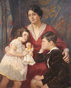 Mrs. Hirsch with Her Children by Josef Engelhart