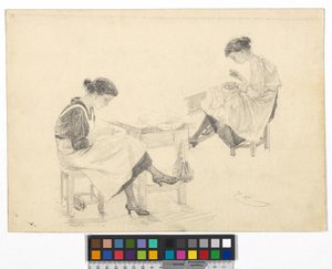 Studies of Seamstresses by Josef Engelhart