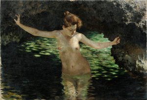 Forest Lake - Bathers by Josef Engelhart