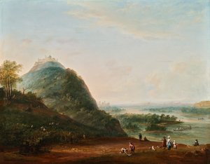 Wine Harvest before Vienna with View of Klosterneuburg, Leopoldsberg, Bisamberg, and Korneuburg by Josef Heideloff