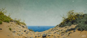JJM Recreates Friedrich-C-D: View through a Shore Ravine (Panorama)