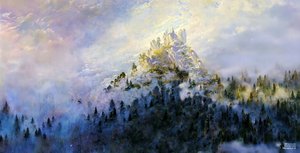 JJM Recreates Friedrich-C-D: Morning Mist in the Mountains (Panorama) by Josef Johann Michel