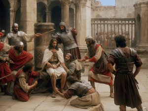 Jesus Mocked and Beaten by Roman Soldiers 03 by Josef Johann Michel