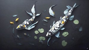 Koi Carp Fish White Marble