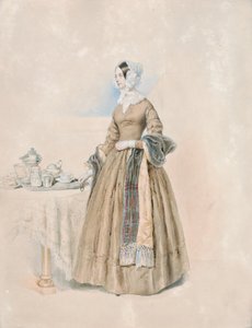 Portrait of Princess Leopoldine Karoline Palffy, born Countess Kaunitz-Rietberg (Wife of the third Prince Anton Karl Palffy), standing at a set tea table