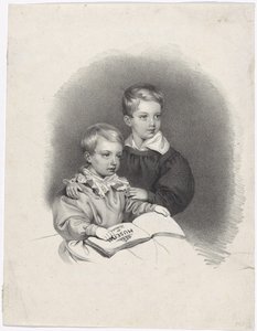 Crown Prince Franz Joseph and Archduke Ferdinand Maximilian Joseph as Children by Josef Kriehuber