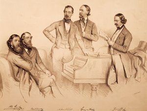 Group Portrait of Viennese Musicians and Composer: Franz von Suppe, Carl Binder, Anton Storch, Heinrich Proch and Anton Emil Titl by Josef Nikolaus Kriehuber