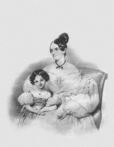 Portrait of Olga Narychkina Potocki with their daughter Sophie by Josef Nikolaus Kriehuber