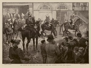 Life Guards arriving at their new barracks in Hyde Park, London by Joseph (after) Finnemore