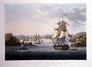 The Harbour of Port Cornwallis. Island of Great Andaman, with the Fleet Getting under Weigh for Rangoon, engraved by G. Hunt, pub. by Kingsbury & Co., London by Joseph (after) Moore