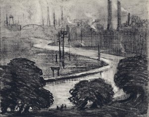 East London, The River Lea (lithograph)