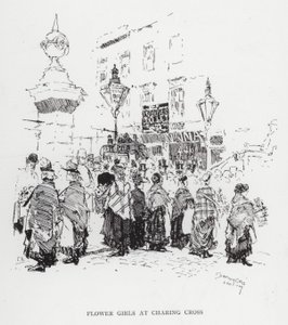 Flower Girls at Charing Cross by Joseph (after) Pennell