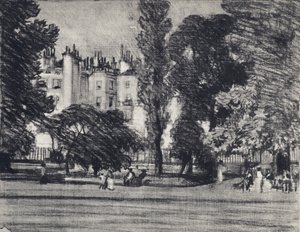 Park Lane, from the Park by Joseph (after) Pennell