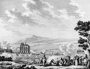 French revolution and arrival of the counter-revolutionary forces of the Austrian army: Bombardment of the city of Lille by Joseph (after) Swebach Desfontaines