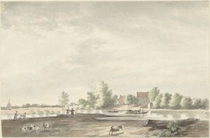 The Ferry House on the Lek Near Schoonhoven by Joseph Adolf Schmetterling