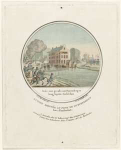 Attack at the Duivendrecht Bridge, 1787 (French Plates of the Prussian Attacks Near Amsterdam in 1787) by Joseph Alexandre Le Campion