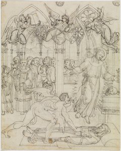 Dispute of St. Francis with Satan over the Soul of Monk Guido da Montefeltro (Dante Inferno, Canto 27, V 112) by Joseph Anton Koch