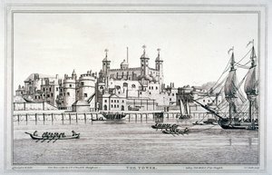 South view of the Tower of London with boats on the River Thames, 1795 by Joseph Constantine Stadler