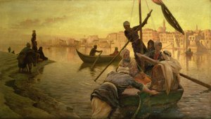 In Cairo: The Ferry From The Island of Gazirie on the Nile or Boulach the Port of Cairo by Joseph Farquharson