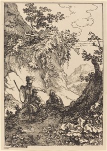 Landscape with Men in Armor, Tree Stump by Joseph Fischer