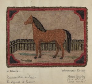 Hooked Rug with Horse