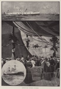 Launch of HMS Victorious at Chatham by Joseph Holland Tringham