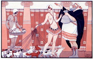 Three Prix Féminins - Prize of little old granny from a large family - illustration from la Vie Parisienne 1919 by Joseph Kuhn Regnier