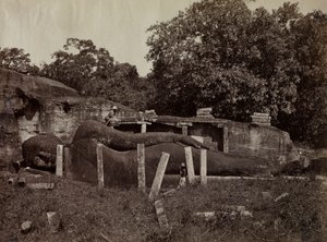 The Paranirvana of Buddha, Gal Vihara, Polonnaruva, Ceylon by Joseph Lawton