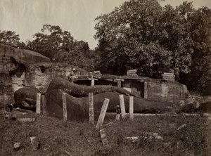 The Paranirvana of Buddha, Gal Vihara, Polonnaruva, Ceylon, 1870-1871 by Joseph Lawton