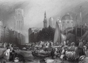 Fish Market, Rotterdam by Joseph Mallord William (after) Turner