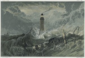 Eddystone Lighthouse, built on the Eddystone Rock by the English Civil Engineer John Smeaton from 1757-1759 by Joseph Mallord William Turner