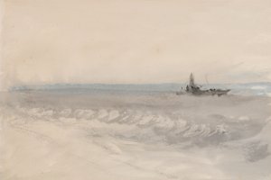 Grey Sea, Boat Running Ashore by Joseph Mallord William Turner