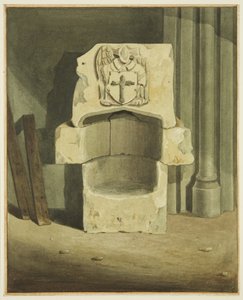 Ancient font taken out of south wall of crypt of St John