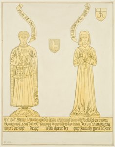Brass of Thomas Rowley and wife in the middle aisle of St John