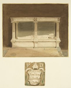 Tomb of Bishop Paul Bush and coat of arms in Bristol Cathedral