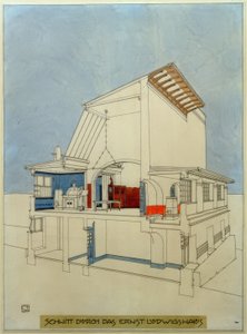 Section Through the Ernst-Ludwig House by Joseph Maria Olbrich