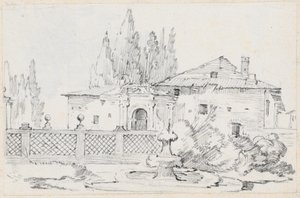 House and Trees across a Garden Wall by Joseph Marie Vien