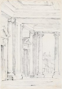 Portico of the Palazzo Nuovo, on the Campidoglio by Joseph Marie Vien