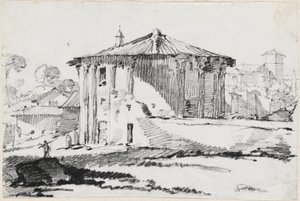 The Round Temple on the Piazza Bocca della Verità, Rome by Joseph Marie Vien