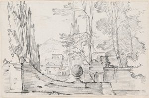 View across the Wall of an Italian Garden by Joseph Marie Vien