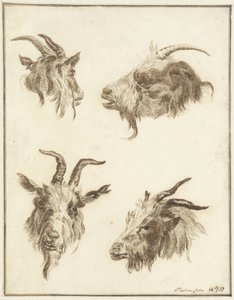 Four Studies of Goat Heads by Joseph Mendes da Costa