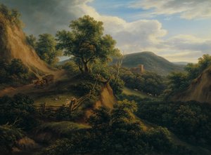 Wooded Mountain Landscape with Ruin