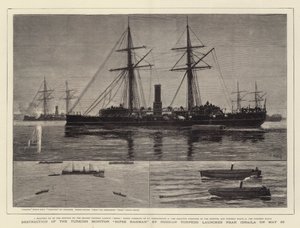Destruction of the Turkish Monitor Hifse Rahman by Russian Torpedo launches near Ibraila on 26 May by Joseph Nash