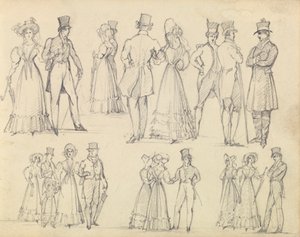 Fashionable Men and Women Conversing
