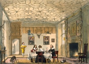 Medieval family supper, Wakehurst Place, Surrey, c1600 by Joseph Nash