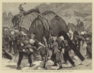 The Afghan War, an Elephant Battery advancing to the Front