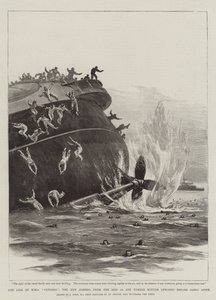 The Loss of HMS Victoria, the Men jumping from the Ship as she turned bottom upwards before going down by Joseph Nash