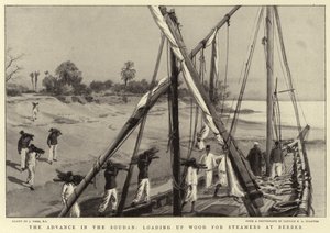 The Advance in the Soudan, Loading Up Wood for Steamers at Berber