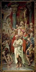 The Baptism of King Clovis I in Reims by Saint Remi on December 25, 496. 19th Century. Paris, Pantheon